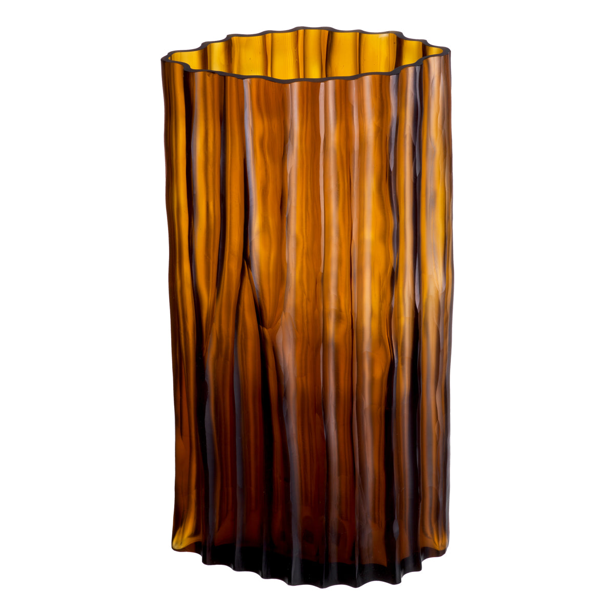 Fluted Amber Glass Vase L Vivente