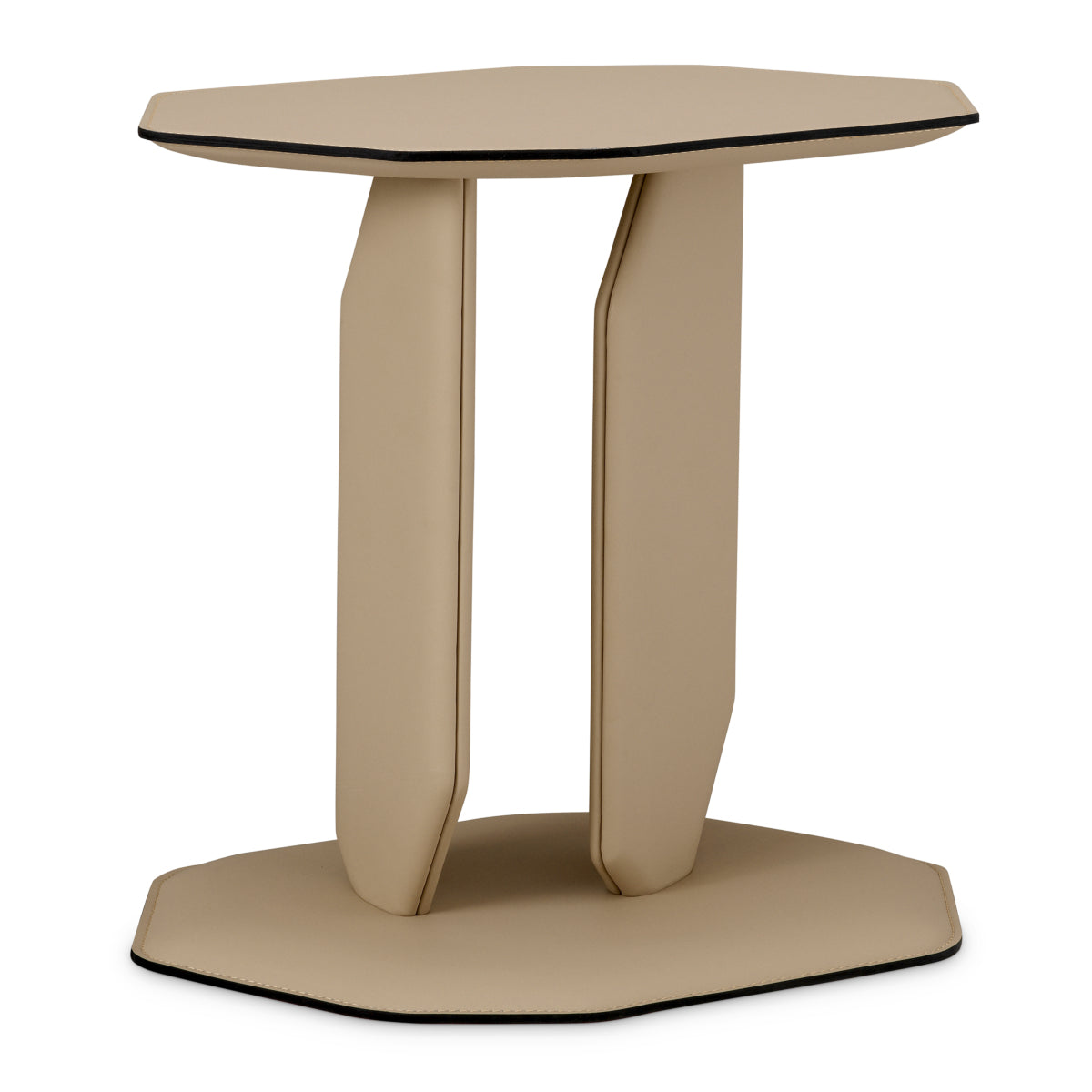 Light Brown Leather Wrapped Side Table Maurizio