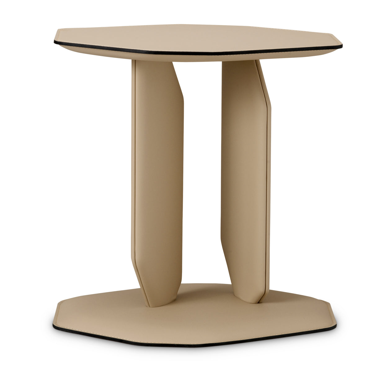Light Brown Leather Wrapped Side Table Maurizio