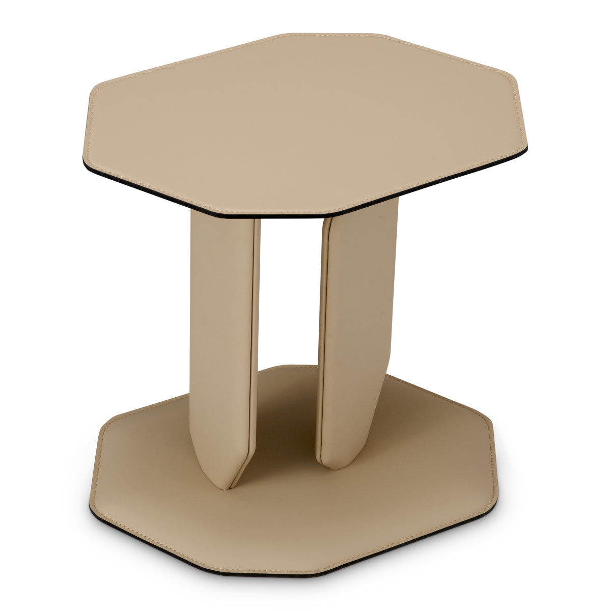 Light Brown Leather Wrapped Side Table Maurizio