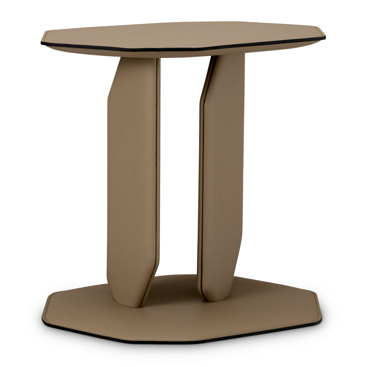 Brown Leather Wrapped Side Table Maurizio