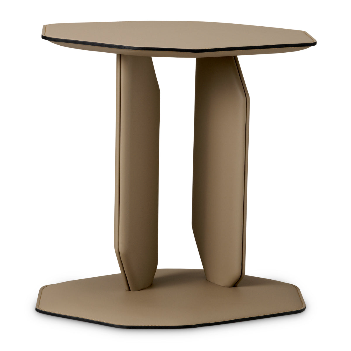 Brown Leather Wrapped Side Table Maurizio