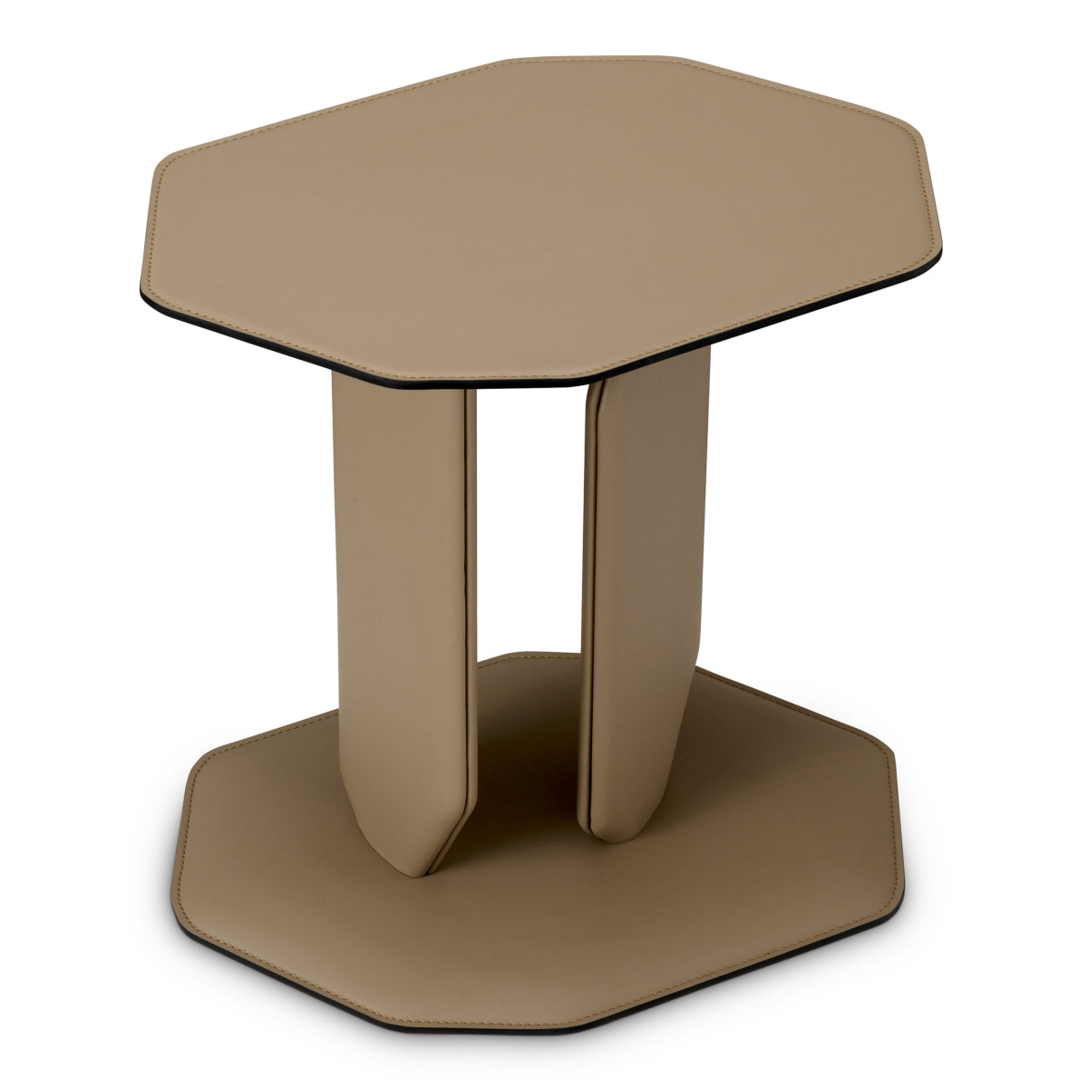 Brown Leather Wrapped Side Table Maurizio