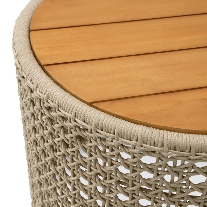 Outdoor Side Table Trinity cream weave natural teak