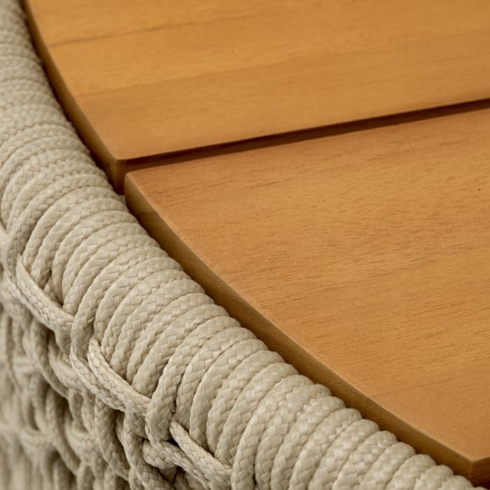 Outdoor Side Table Trinity cream weave natural teak