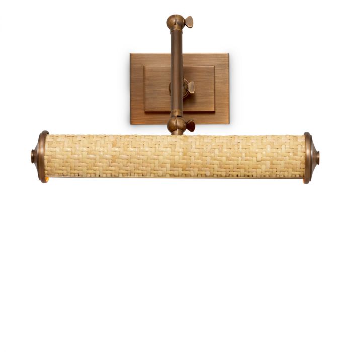 Wall Lamp Luca S rattan antique brass finish