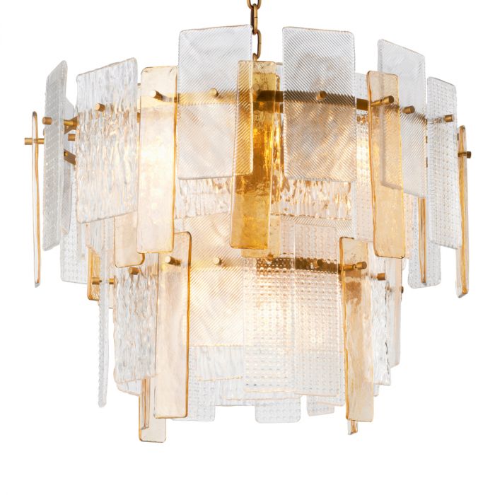 Chandelier Cassiano structure glass antique brass finish