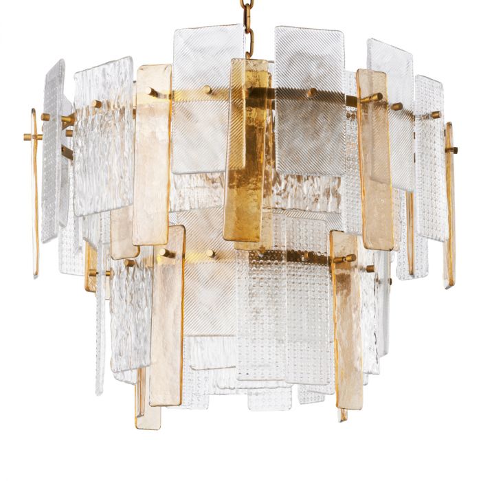 Chandelier Cassiano structure glass antique brass finish