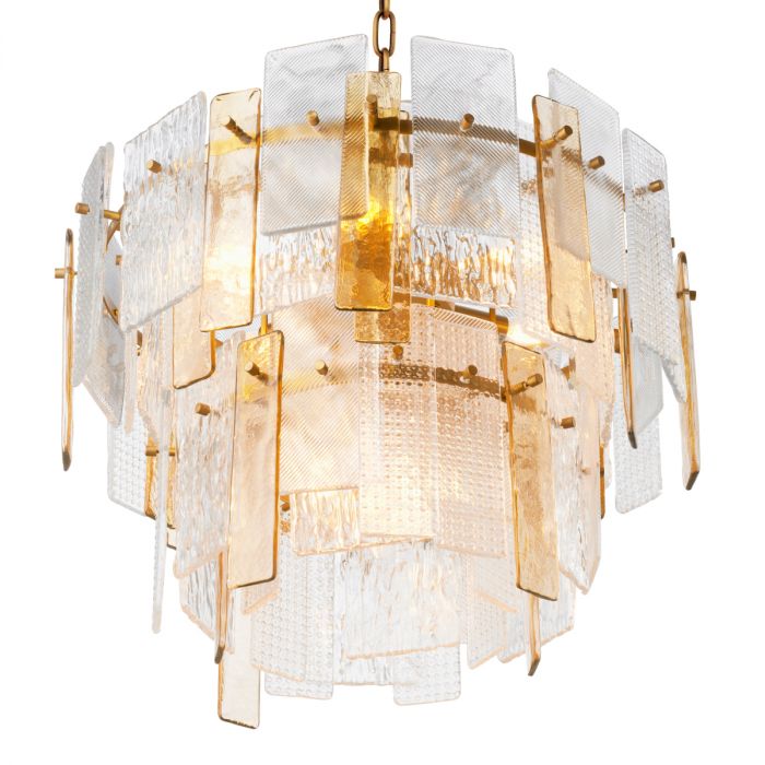 Chandelier Cassiano structure glass antique brass finish
