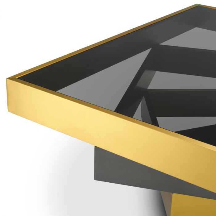 Coffee Table Zamora brushed brass finish smoke glass