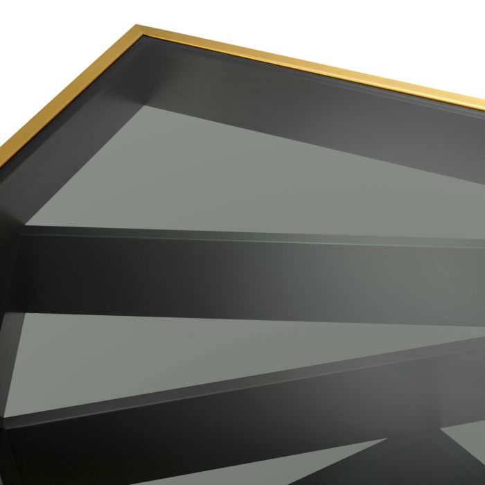 Coffee Table Zamora brushed brass finish smoke glass