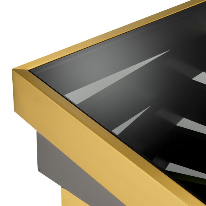 Side Table Zamora brushed brass finish smoke glass