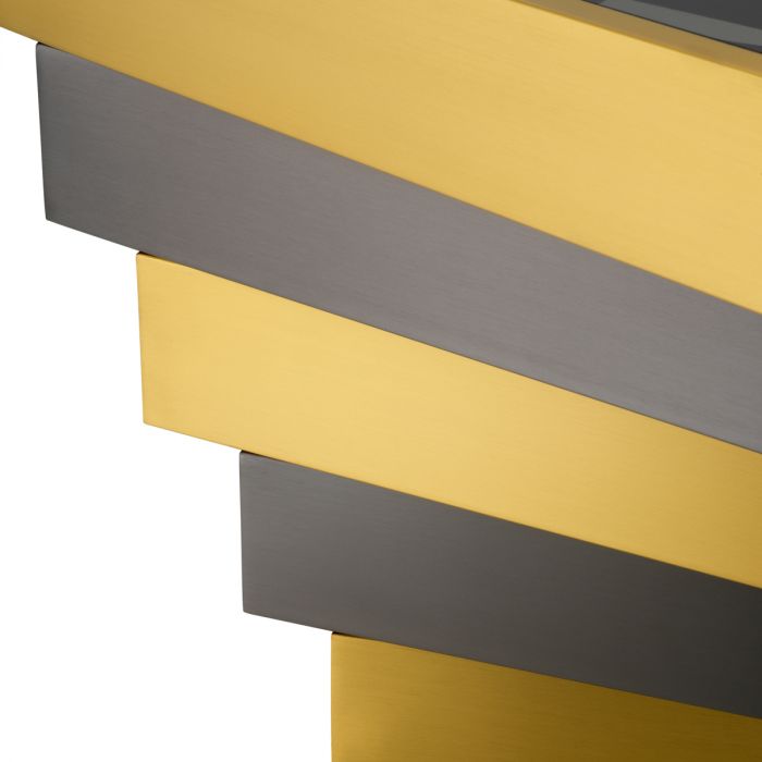 Side Table Zamora brushed brass finish smoke glass