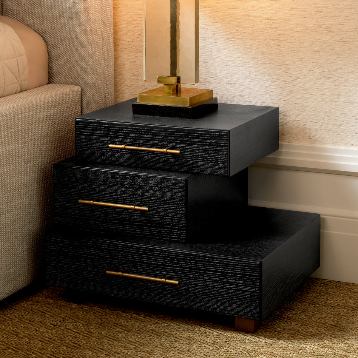 Black Oak 3-Drawer Nightstand Evendale | Eichholtzmh.com