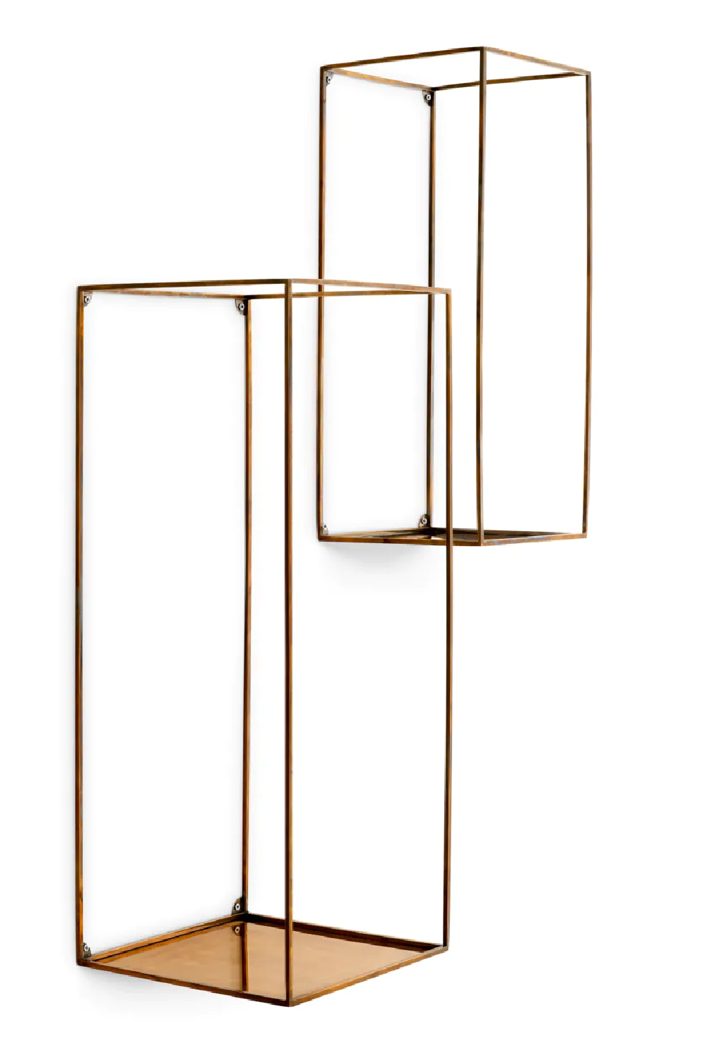 Vintage Brass Wall Rack Set (2) Deco