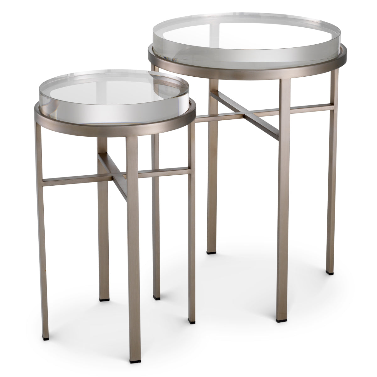 Brushed Steel Round Side Tables (2) Hoxton