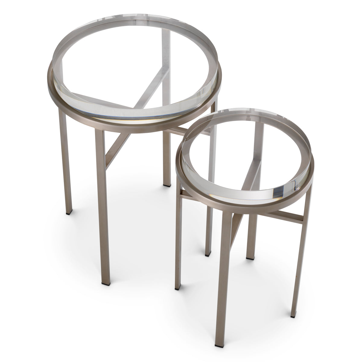 Brushed Steel Round Side Tables (2) Hoxton
