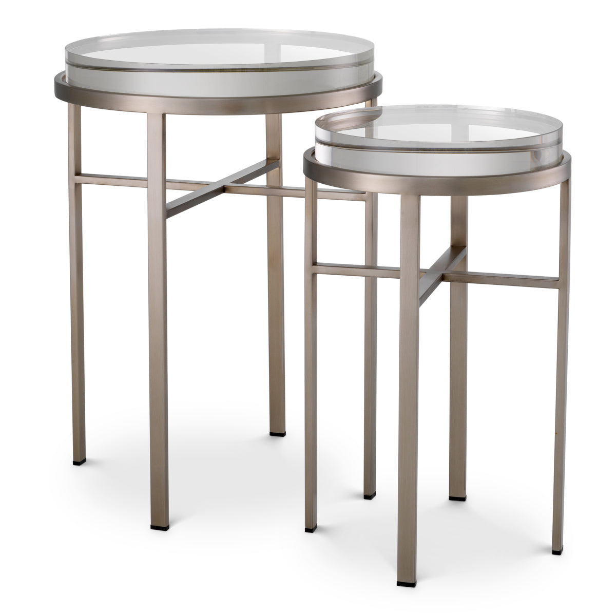 Brushed Steel Round Side Tables (2) Hoxton