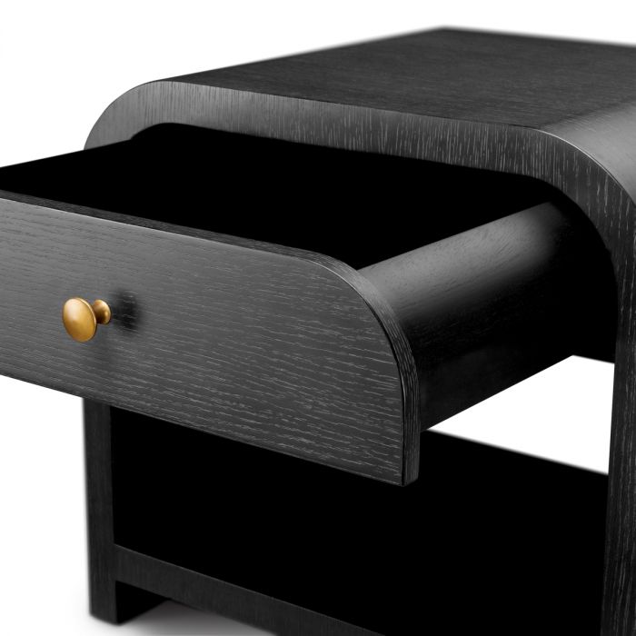 Nightstand Rhodes charcoal grey oak veneer