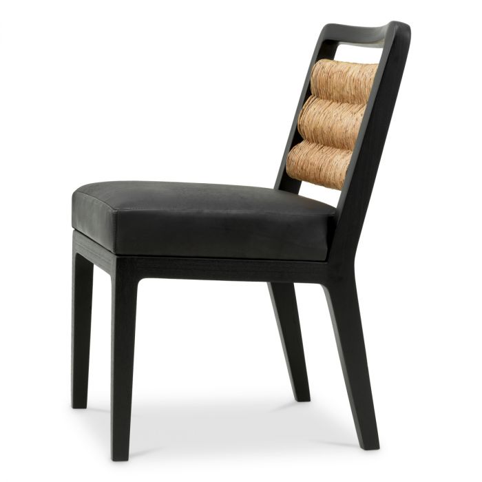Dining chair Luberon classic black finish black leather