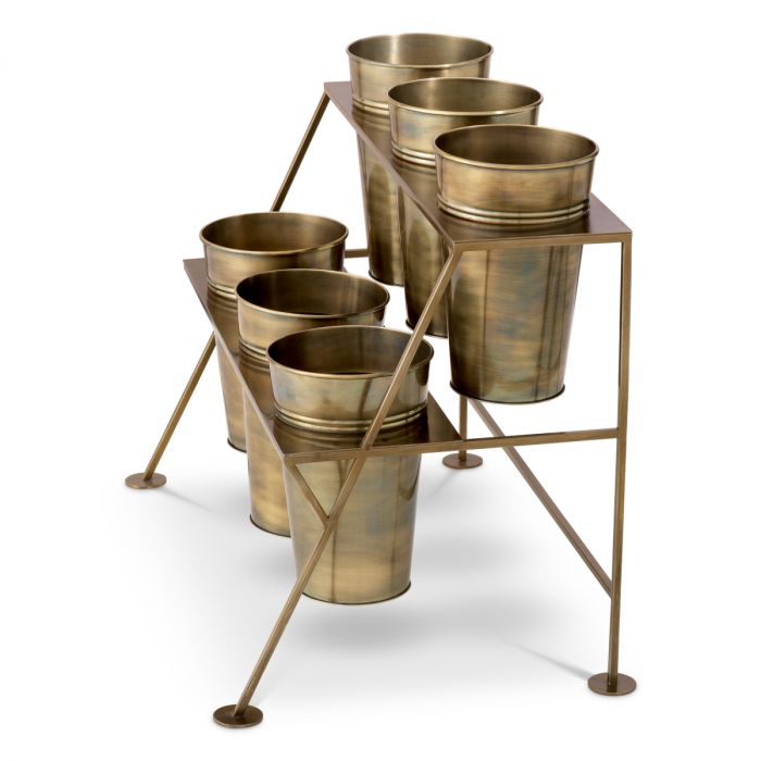 Display Rack Maison des Fleurs vintage brass finish incl 6 buckets
