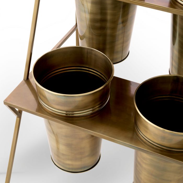 Display Rack Maison des Fleurs vintage brass finish incl 6 buckets