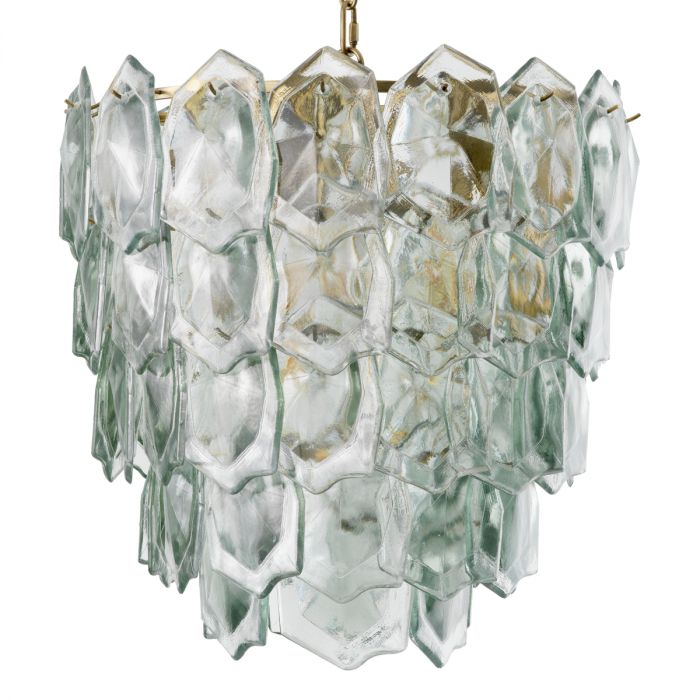 Chandelier Elias vintage brass finish clear glass