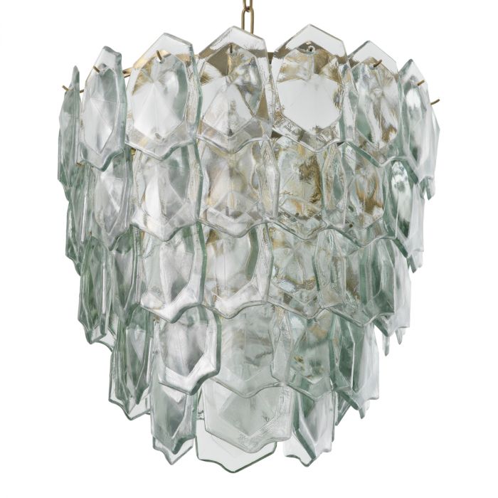 Chandelier Elias vintage brass finish clear glass