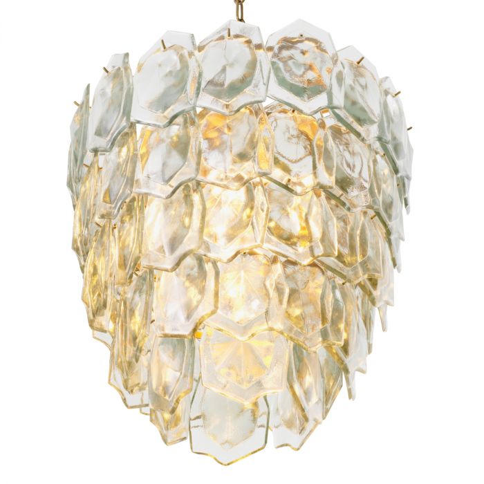 Chandelier Elias vintage brass finish clear glass