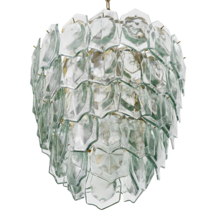 Chandelier Elias vintage brass finish clear glass