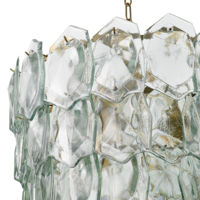 Chandelier Elias vintage brass finish clear glass