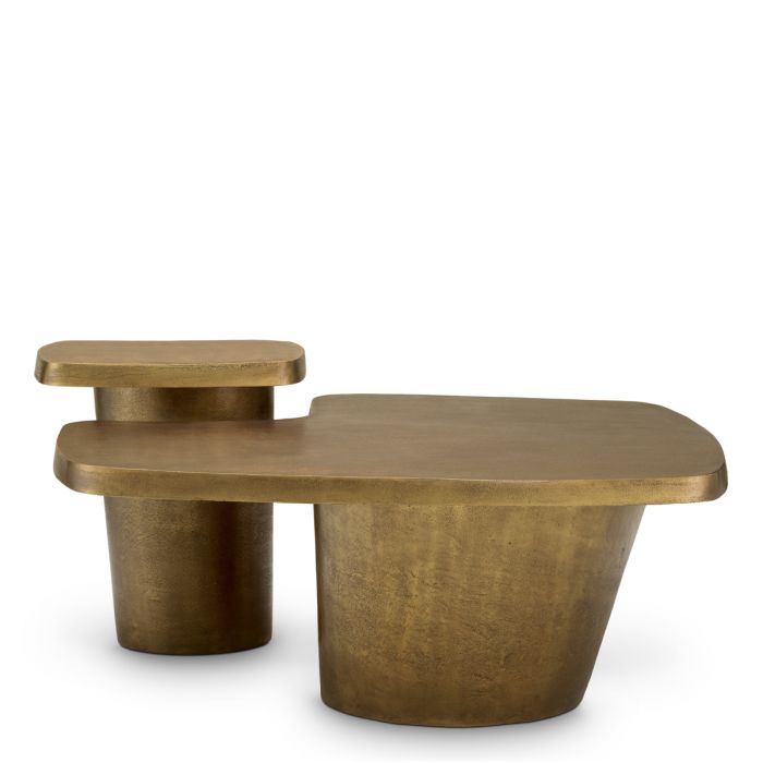 Coffee Table Pierro vintage brass finish set of 2