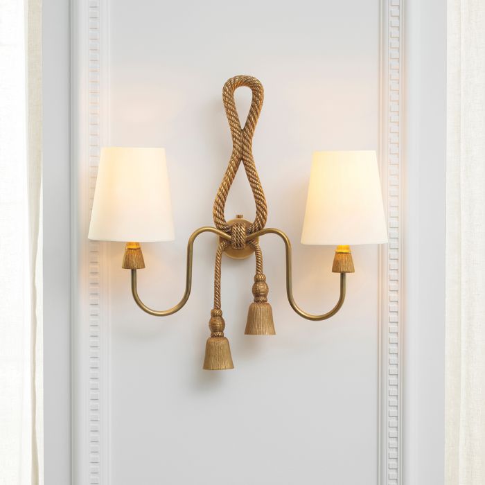 Wall Lamp Tropez vintage brass finish incl shades