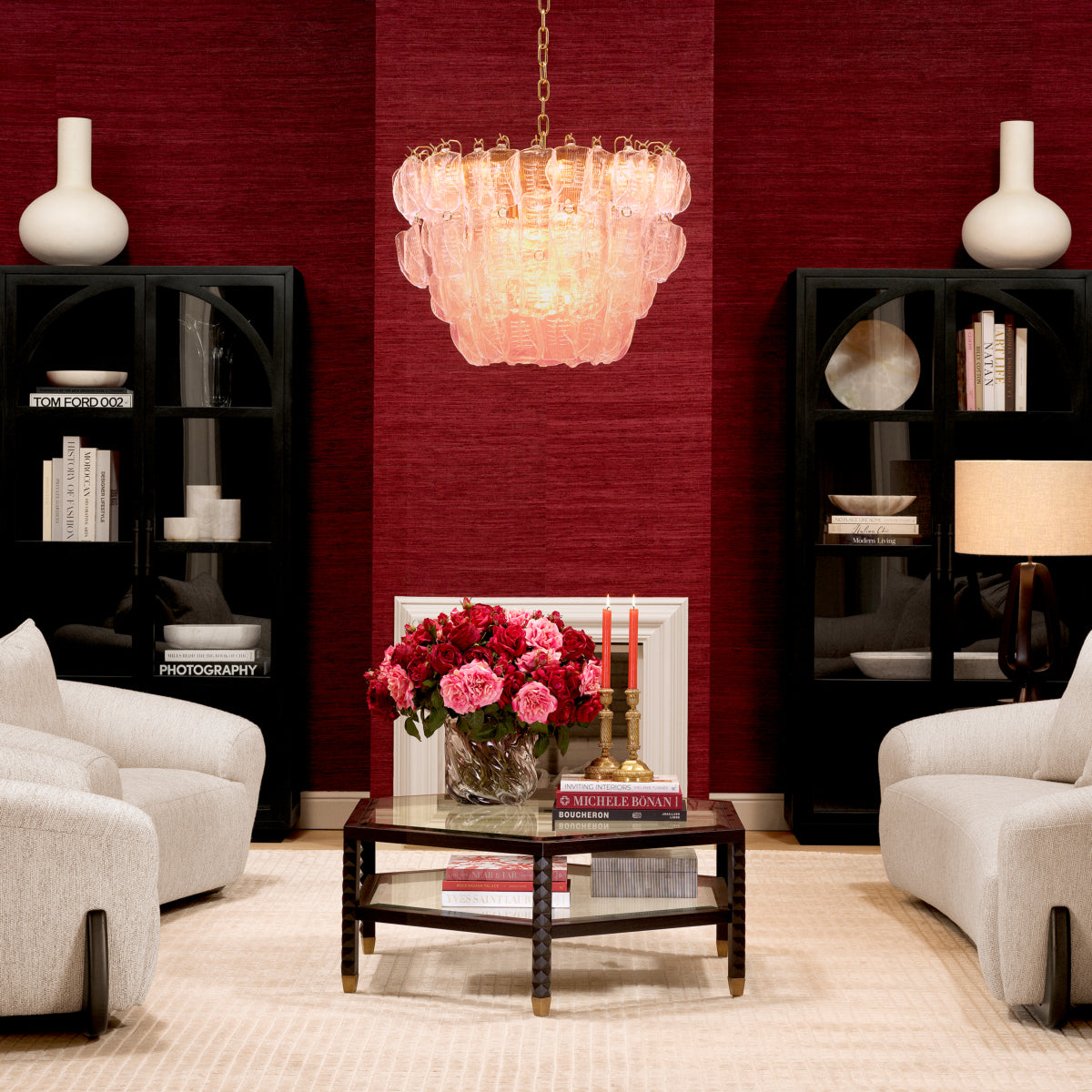 Pink Tiered Glass Chandelier Solange
