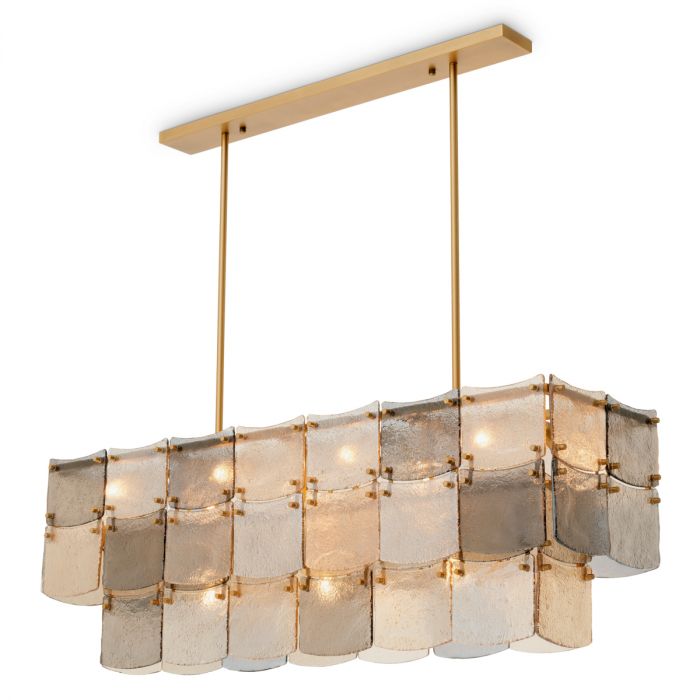Chandelier Laurent rectangular antique brass finish