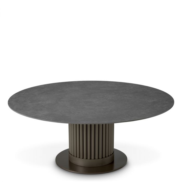 Outdoor Coffee Table Volterra Round bronze finish grey ceramic