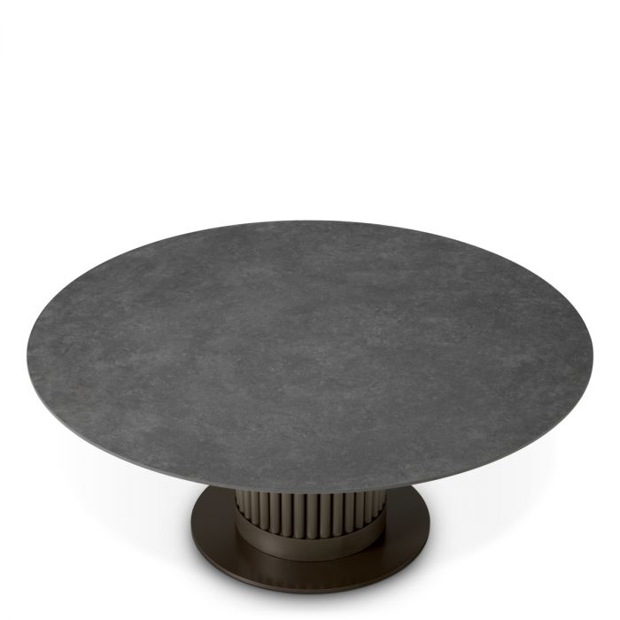 Outdoor Coffee Table Volterra Round bronze finish grey ceramic
