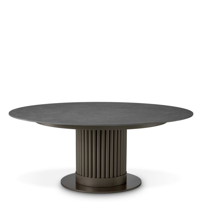 Outdoor Coffee Table Volterra Round bronze finish grey ceramic