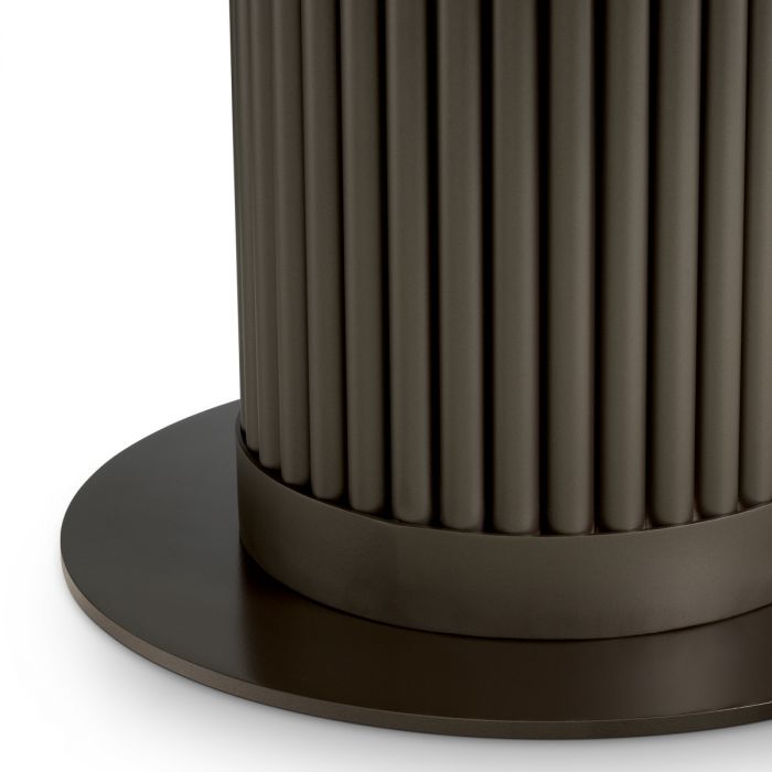 Outdoor Coffee Table Volterra Round bronze finish grey ceramic