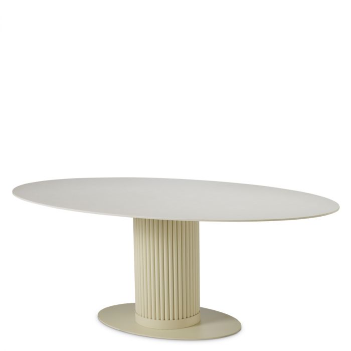 Outdoor Dining Table Volterra Oval sand finish cream ceramic