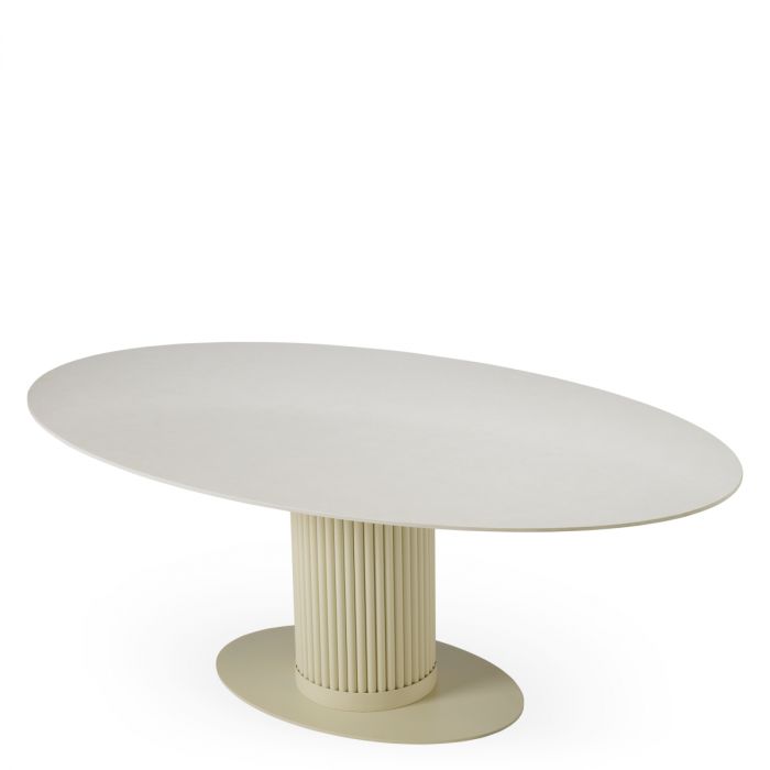 Outdoor Dining Table Volterra Oval sand finish cream ceramic