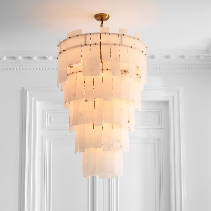 Chandelier Greyson XL antique brass finish alabaster