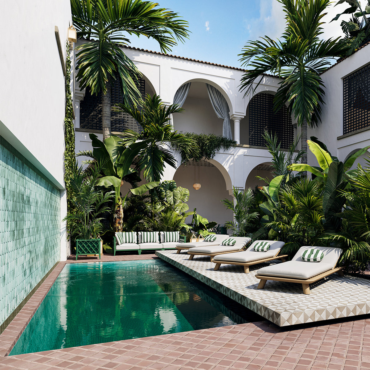 Green Outdoor Planter Ocean Club