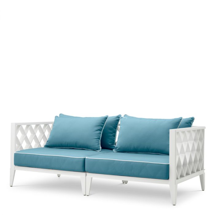 Outdoor Sofa Ocean Club S white sunbrella mineral blue