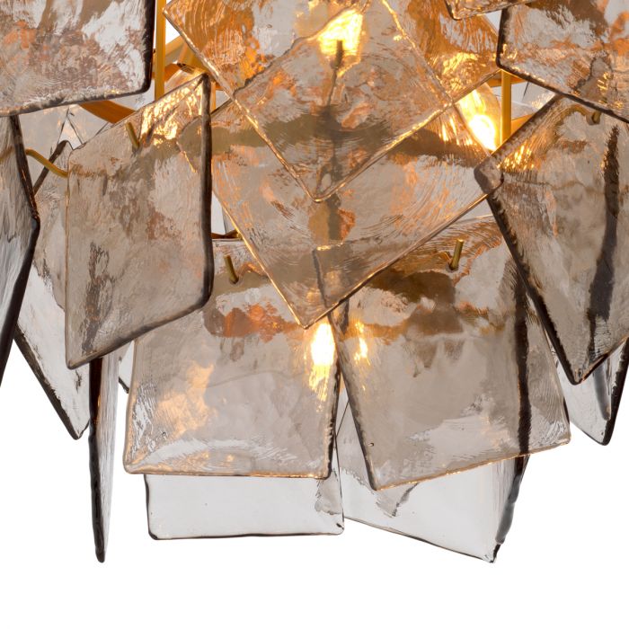 Chandelier Biltmore antique brass finish light smoke glass