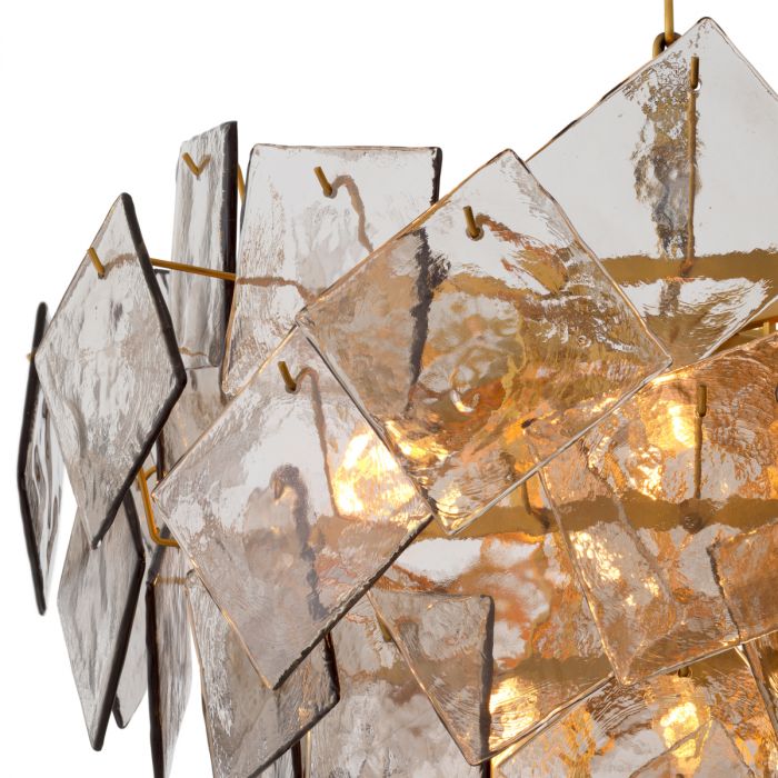 Chandelier Biltmore antique brass finish light smoke glass