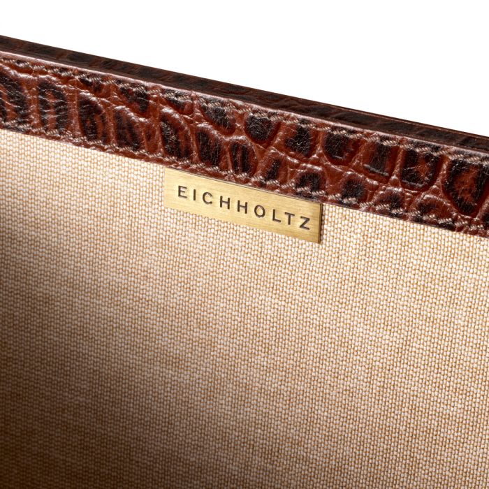 Desk Set Scaleo croco embossed antique brown leather set of 3