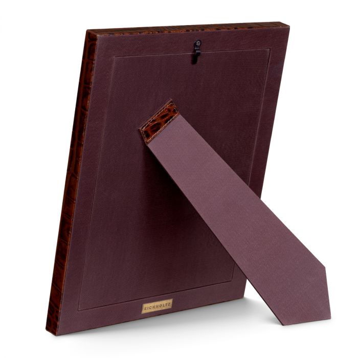 Picture Frame Scaleo croco embossed antique brown leather set of 2