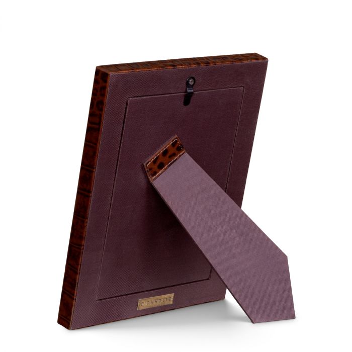 Picture Frame Scaleo croco embossed antique brown leather set of 2