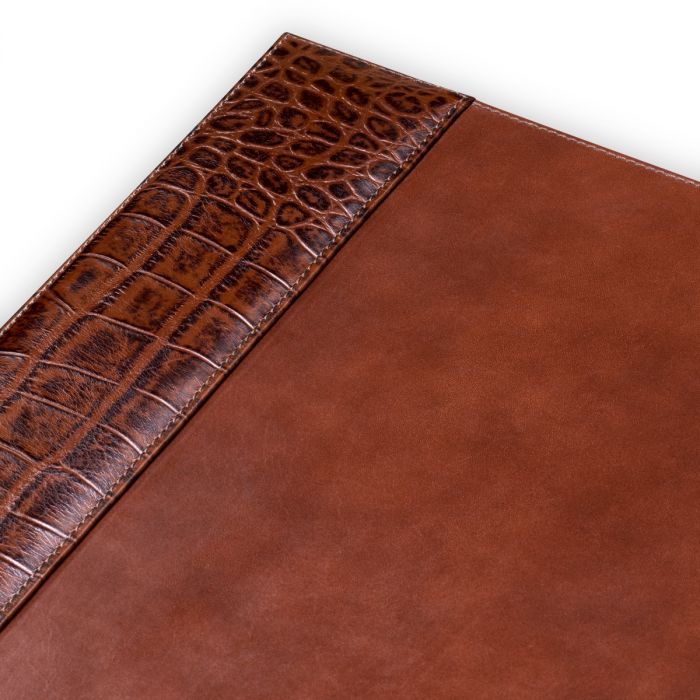 Desk Blotter Scaleo croco embossed antique brown leather